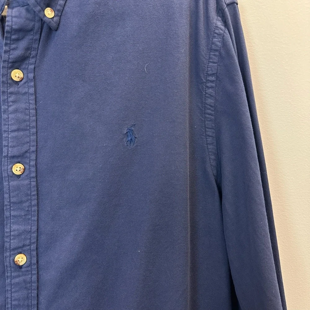 Polo PRL Ralph Lauren XL Slim Fit Stretch Button Down Shirt Navy Blue